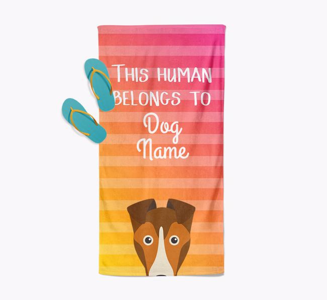 Personalised Pool Towel 'This Human Belongs To {dogsName}' with {breedFullName} Icon